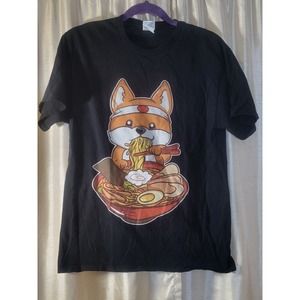 Kawaii Japanese anime Shiba Inu Ramen T-shirt size Medium.